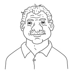 Vector Outline Avatar - Old Arabian Man with Mustache.