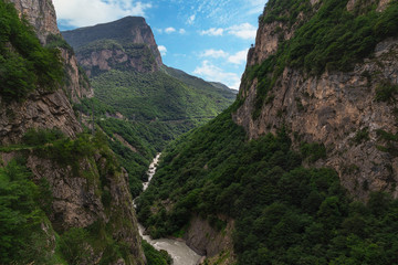 Obraz premium Cherek Gorge in Kabardino-Balkaria in the North Caucasus. River Cherek. Russia