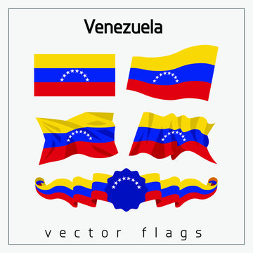 Waving vector flags of Venezuela