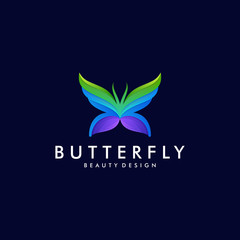 colorful butterfly gradient artwork logo template. Animal abstract design vector concept