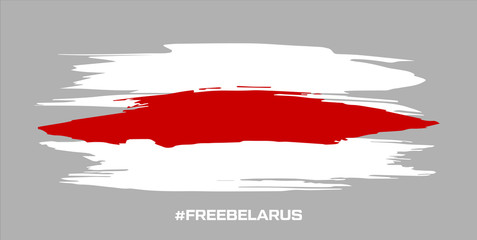 Belarus white-red-white flag. Elections in Belarus 2020. Long live Belarus. Symbol of protest and disagreement. Vector stock illustration. Gray background