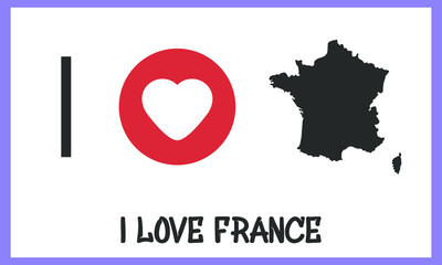 I love France isolated vector map silhouette