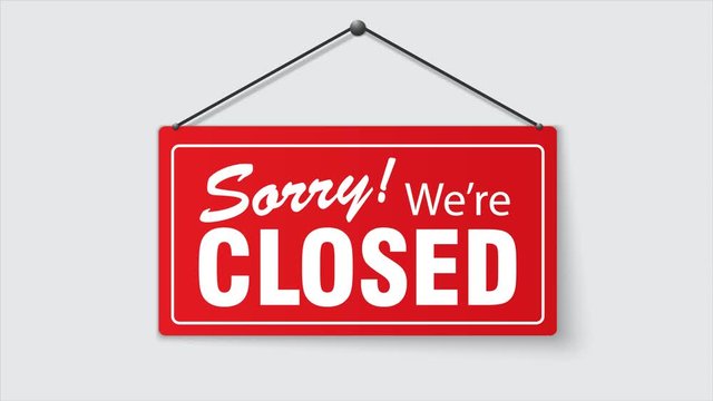 Realistic sign Sorry we are closed and Welcome we are open. Design closed banner on door store template. Abstract concept for businesses, site, shop services element. Realistic design template. Vector