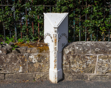 Traditional Mile Marker in Shaftesbury in Dorset, UK