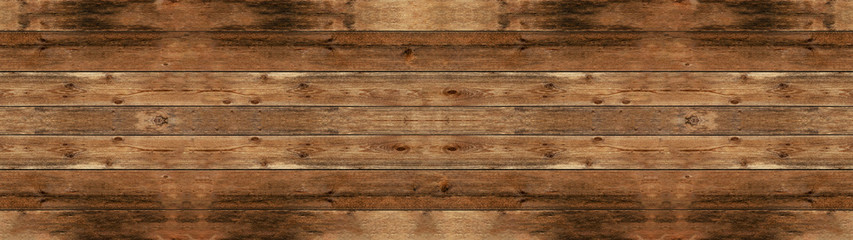 Naklejka premium old brown rustic dark wooden texture - wood background panorama long banner 