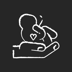 Maternity ward chalk white icon on black background. Pregnancy and childbirth. Maternity department. Motherhood. Pregnant women care center. Isolated vector chalkboard illustration