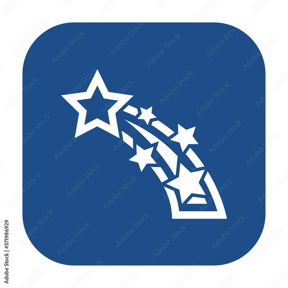 Poster blue rounded square shooting star icon, button isolated on a white background. eps10 vector file