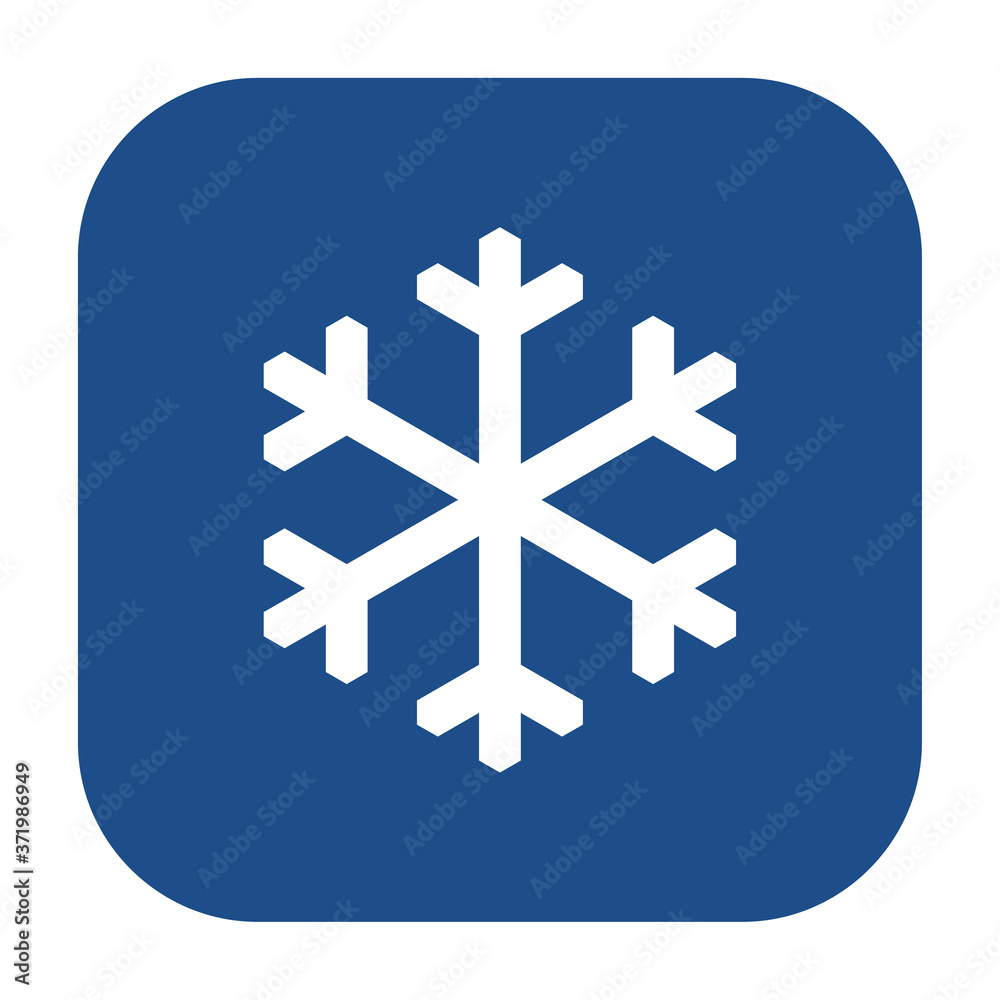 Poster Blue rounded square snowflake icon, button isolated on a white background. EPS10 vector file