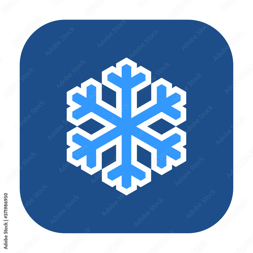 Aufkleber blue rounded square snowflake icon, button isolated on a white background. eps10 vector file