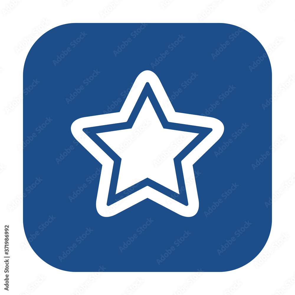 Poster Blue rounded square star with outline icon, button isolated on a white background. EPS10 vector file