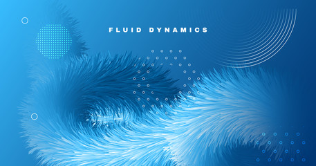 3d Wave Shapes. Fluid Poster. Blue Dynamic 