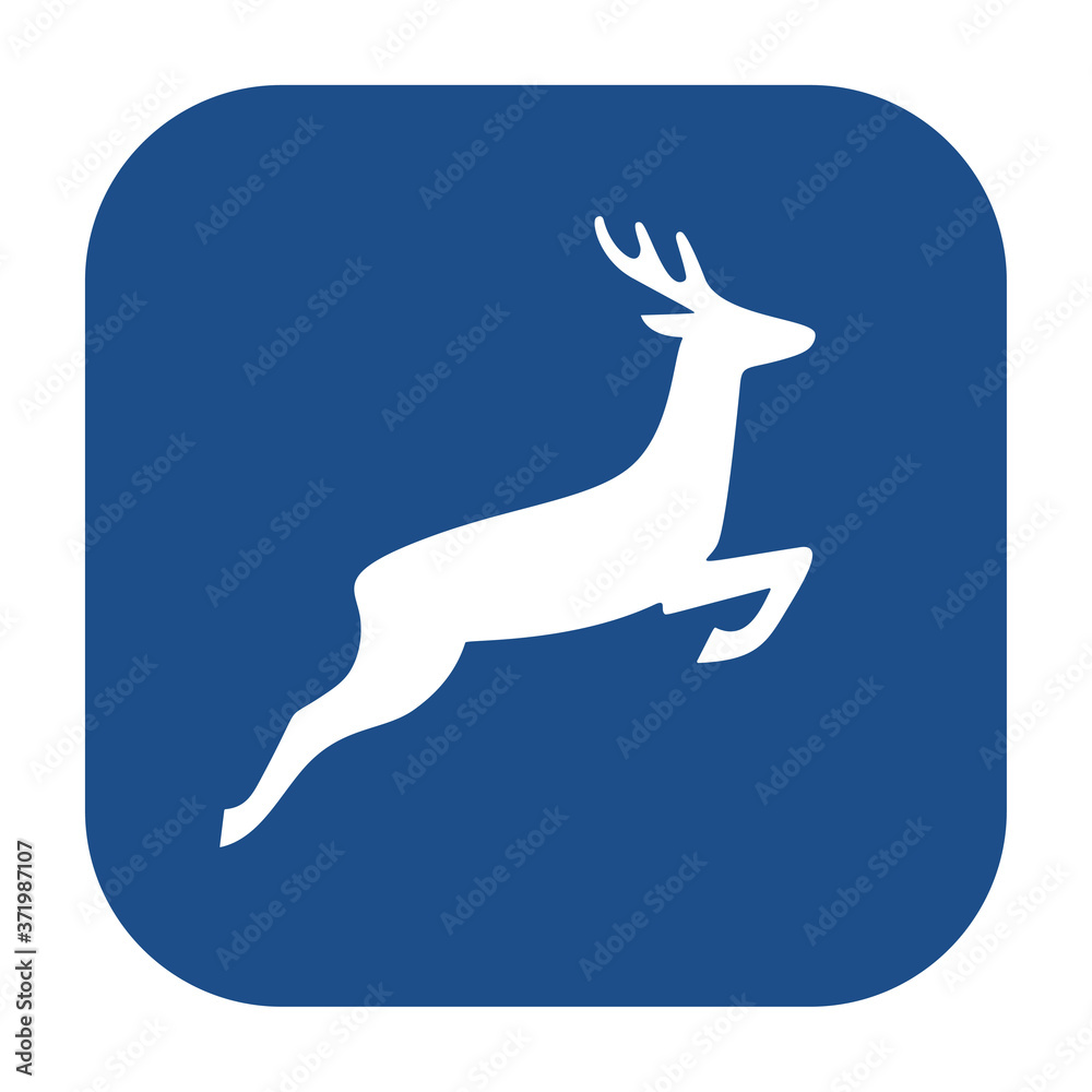 Poster blue rounded square deer icon, button isolated on a white background. eps10 vector file