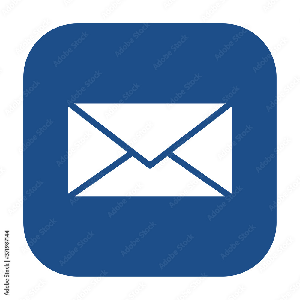 Aufkleber blue rounded square envelope icon, button isolated on a white background. eps10 vector file