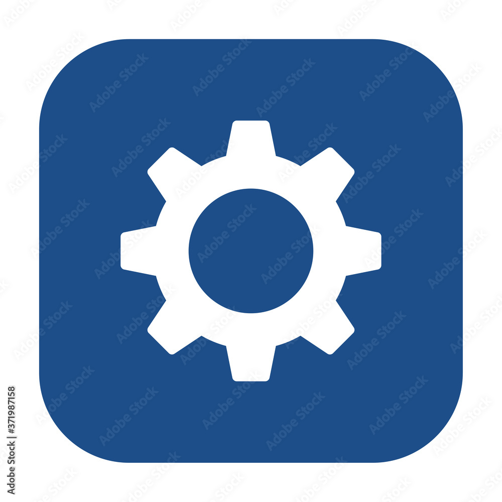 Poster blue rounded square gear wheel, settings icon, button isolated on a white background. eps10 vector f