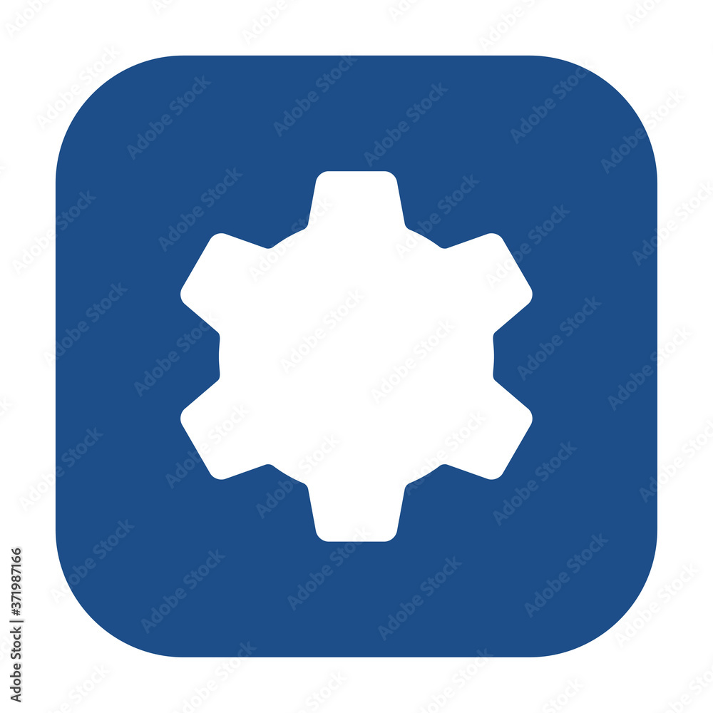 Poster blue rounded square gear wheel icon, button isolated on a white background. eps10 vector file