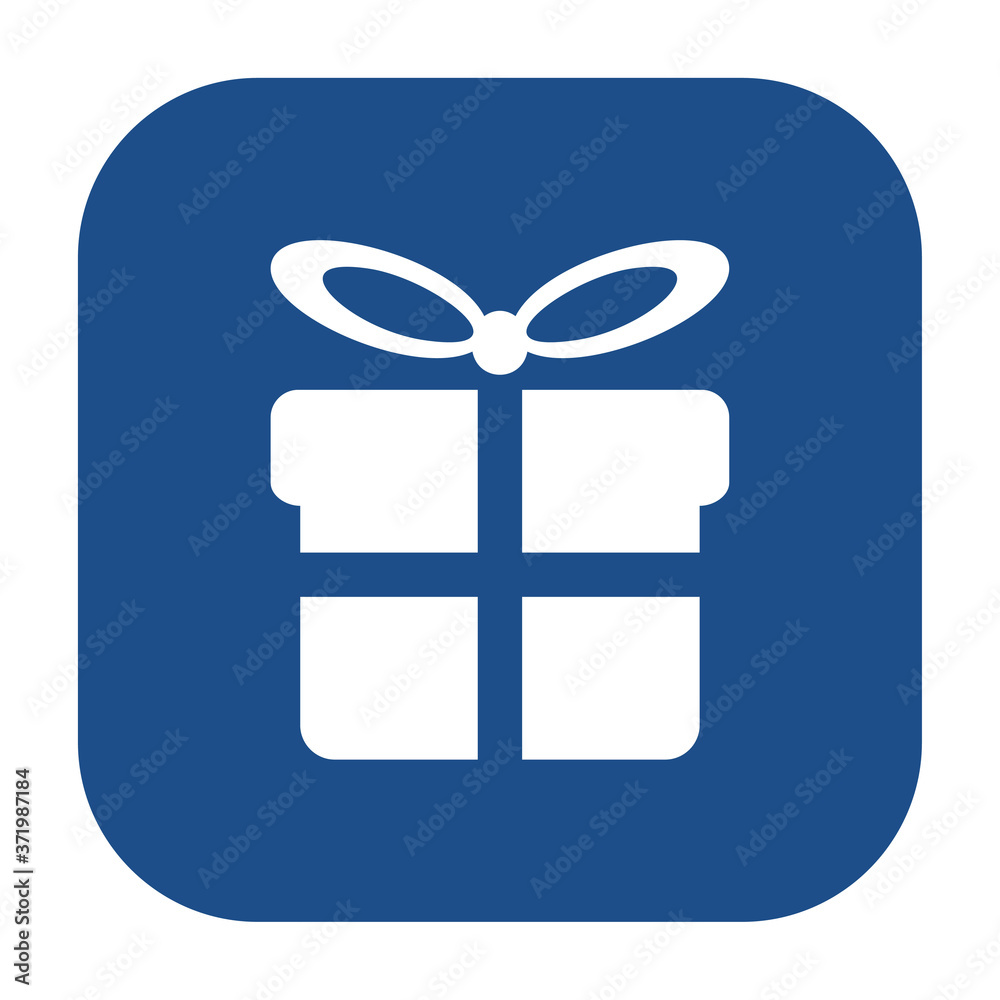 Aufkleber blue rounded square gift box with tied bow icon, button isolated on a white background. eps10 vector