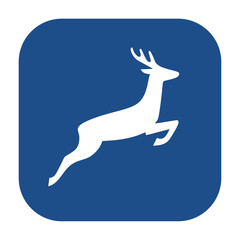 Blue rounded square deer icon, button isolated on a white background. EPS10 vector file
