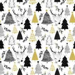 Cute deer for christmas vector illustration for greeting cards, children artworks, prints.