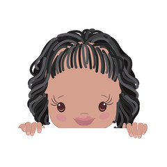 Peeking African American Little Girls Clipart. Kids Peeking Afro Girls Peekaboo Vector illustration