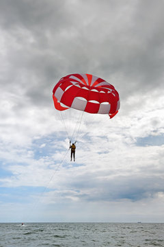 Parasailing over the stormy sea
