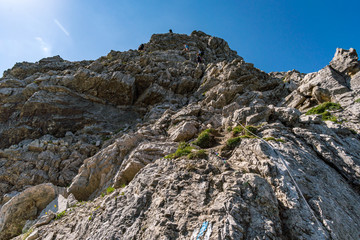 Climbing the Karhorn Via Ferrata near Warth Schrocken in the Lechquellen Mountains