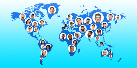 World global cartography - Earth international concept, connecting people all around the world....