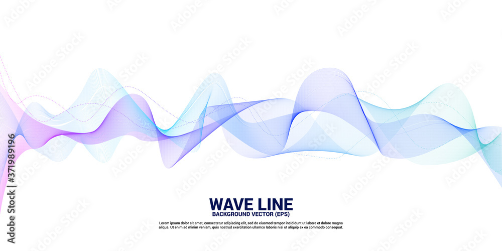 Aufkleber purple and blue sound wave line curve on white background. element for theme technology futuristic v