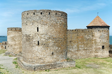 Fototapeta na wymiar View from inside to the citadel of the castle of Bilhorod-Dnistrovskyi (Akkerman fortress) in Ukraine