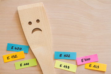 Additives and preservatives food. Unhealthy food concept 