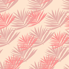 Fototapeta na wymiar Bush leafs seamless doodle pattern. Light pastel background with pink and lilac hand drawn foliage.