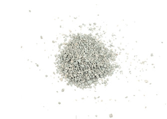 Gray small rocks ground texture isolated white background. black small road stone. gravel pebbles stone seamless texture. dark background of crushed granite gravel, close up. clumping clay