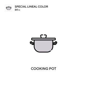 Cooking Pot Special Lineal Color Vector Icon. Cooking Pot Icons For Your Business Project