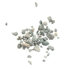 Gray small rocks ground texture isolated white background. black small road stone. gravel pebbles...