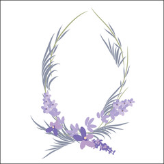 Fototapeta na wymiar Fresh cut fragrant lavender plant flowers bunch and single, realistic icons set isolated vector illustration