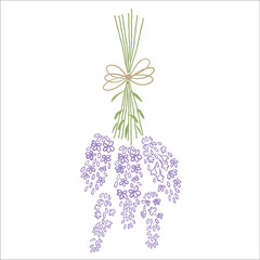 Fresh cut fragrant lavender plant flowers bunch and single, realistic icons set isolated vector illustration