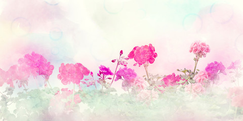 Spring floral composition made with  colorful flowers on light pastel background.