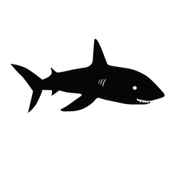 Shark vector silhouettes set. Sea fish, animal swimming, fauna illustration