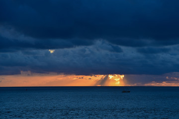 sunset and thunderclouds over the North Sea