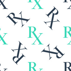 Green Medicine symbol Rx prescription icon isolated seamless pattern on white background. Vector.