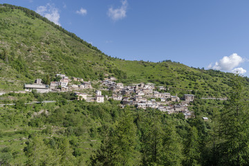 Piaggia ancient village in Ligurian Alps. Municipality of Briga Alta, Province of Cuneo, Piedmont region, North Western Italy