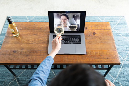 Young man at home enjoying a video call