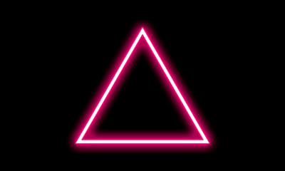Pink neon light shape. neon with long lines forming Triangle