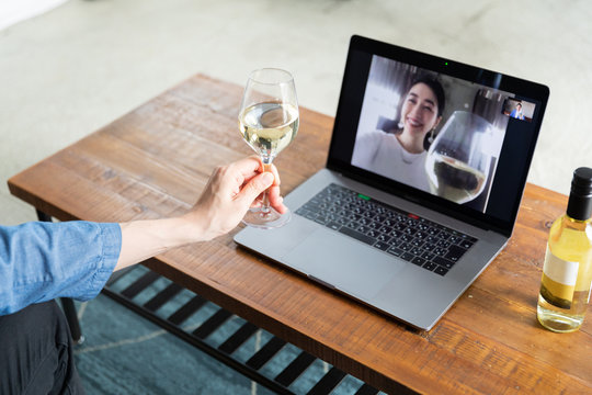 Young man at home enjoying a video call