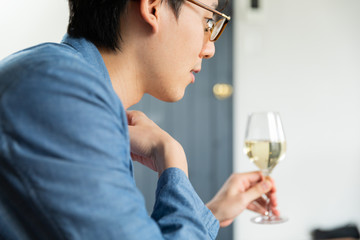 Young man at home enjoying a video call