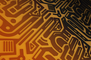 Abstract circuit board futuristic technology processing background. Microchip digital illustration.