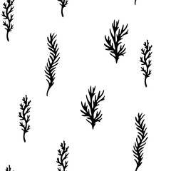 Nature elements seamless. Vector abstract graphic design. Seamless vector floral pattern. White abstract texture. Hand drawn sketch. Doodle set element.