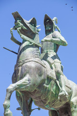 Equestrian statue of Francisco Pizarro at Plaza Mayor of Trujillo, Spain