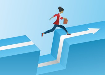 Overcome adversity, women jumping. Vector illustration