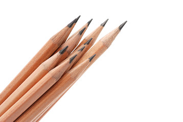 Close up pencils  on white background.