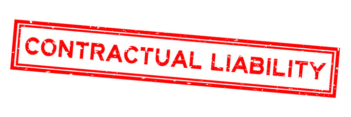 Grunge red contractual liability word square rubber seal stamp on white background